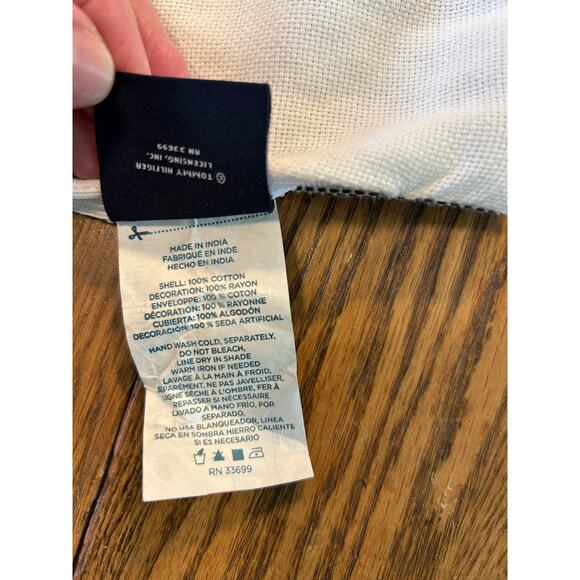 Tommy Hilfiger Ribbon Appliqué Pillow Cover Red White Blue 20x20 “Clash of ‘85” - Picture 5 of 7